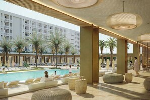 Indoor pool, 2 outdoor pools, pool loungers