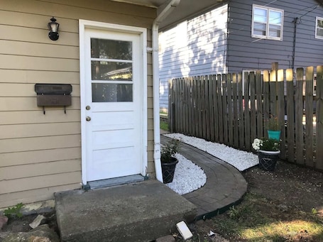 Exterior detail. Great one-bedroom basement apt., near KU and restaurants!