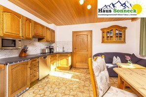 Fridge, microwave, dishwasher, coffee/tea maker