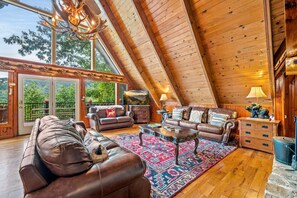 TV, fireplace, foosball