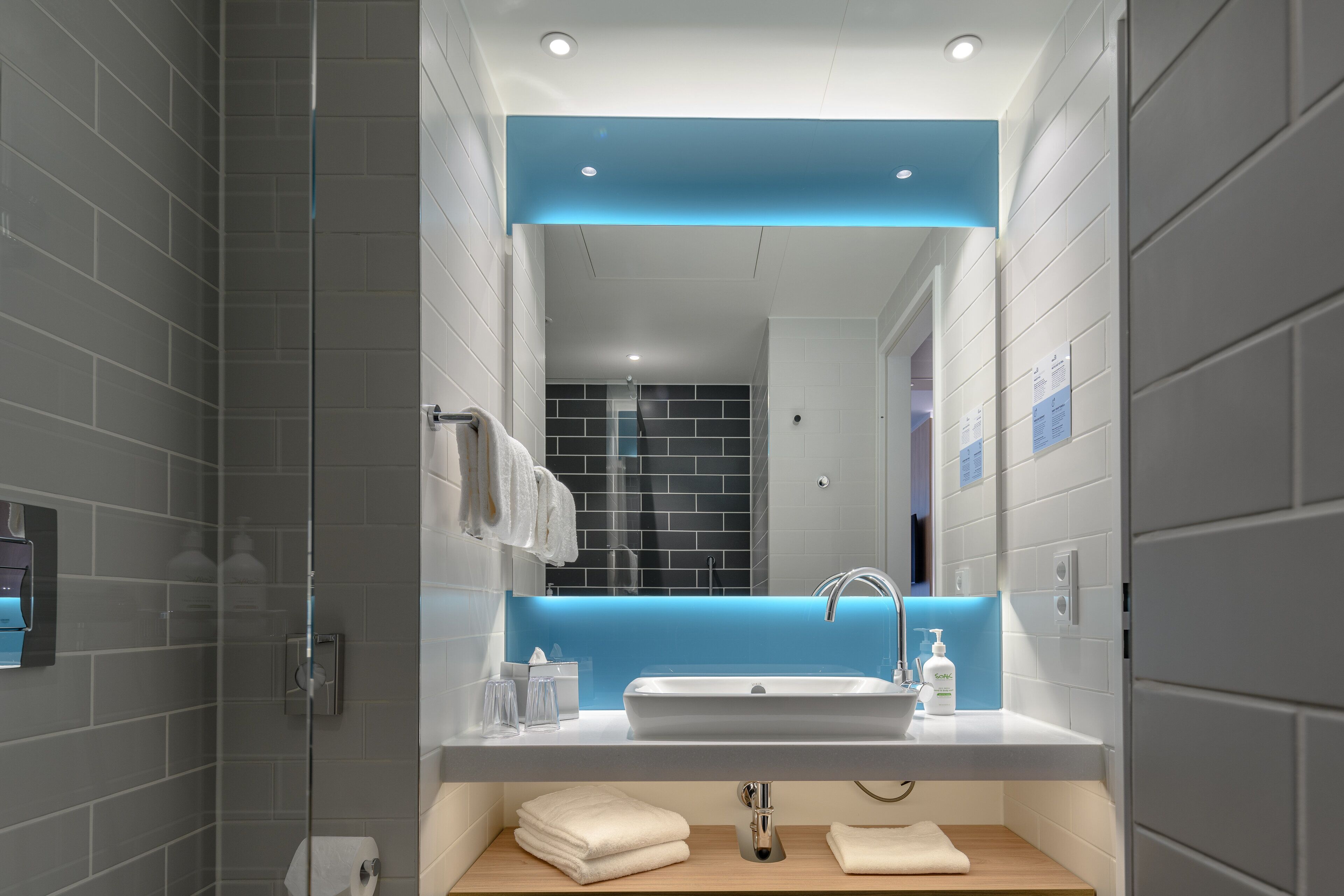 free toiletries, hair dryer, towels