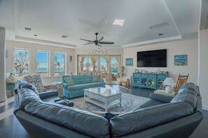TV, foosball - Sabal Palms is a spectacular luxury pool home across from beach with Gulf view (Fort Myers Beach)