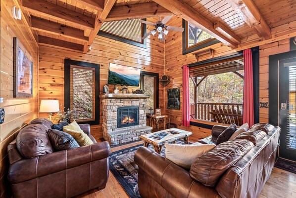 Älytelevisio, takka, videopelejä, DVD-soitin