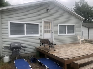 Terrace/patio - Bear Lake Kalkaska, MI Lakefront with beautiful sandy beach (Kalkaska)