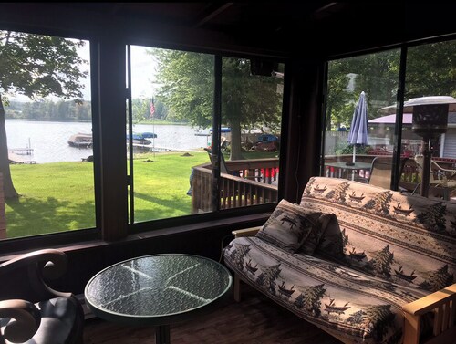 Indian Lakes Cabin with private beach and dock lake side