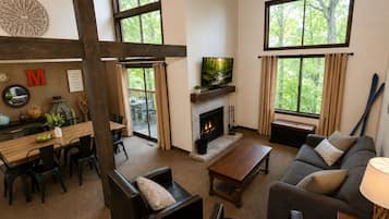 Smart TV, fireplace, video games, books