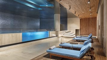 Indoor pool, open 7:00 AM to 11:00 PM, sun loungers