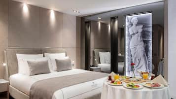 Premium bedding, memory-foam beds, minibar, in-room safe