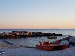 On the beach, beach towels