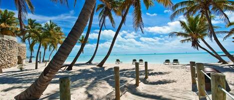 Playa en los alrededores, camastros y toallas de playa