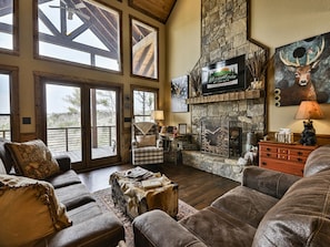 Smart TV, fireplace, DVD player