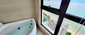 Panoramic Apartment, 2 Bedrooms, Beach View | Living area | Smart TV - Gold Coast Luxury Apartment Nha Trang (Nha Trang)