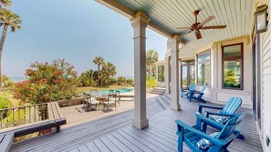Terrace/patio - Expansive Private Oceanfront Home with Vaulted Ceilings and Private Pool! (Hilton Head)