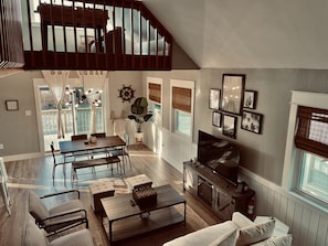 Smart TV, fireplace, foosball, table tennis