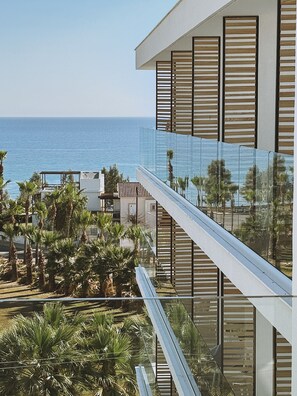 Superior Room, Partial Sea View | 1 bedroom, premium bedding, in-room safe, desk - At Herbal Boutique Hotel & Spa (Paralimni)