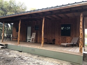 Terrace/patio - Deer Run Cabin, Utopia TX  (Utopia)