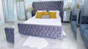 5 bedrooms, desk, iron/ironing board, travel cot