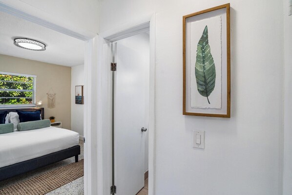 1 bedroom, desk, iron/ironing board, travel cot