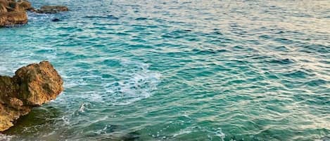 On the beach, beach towels