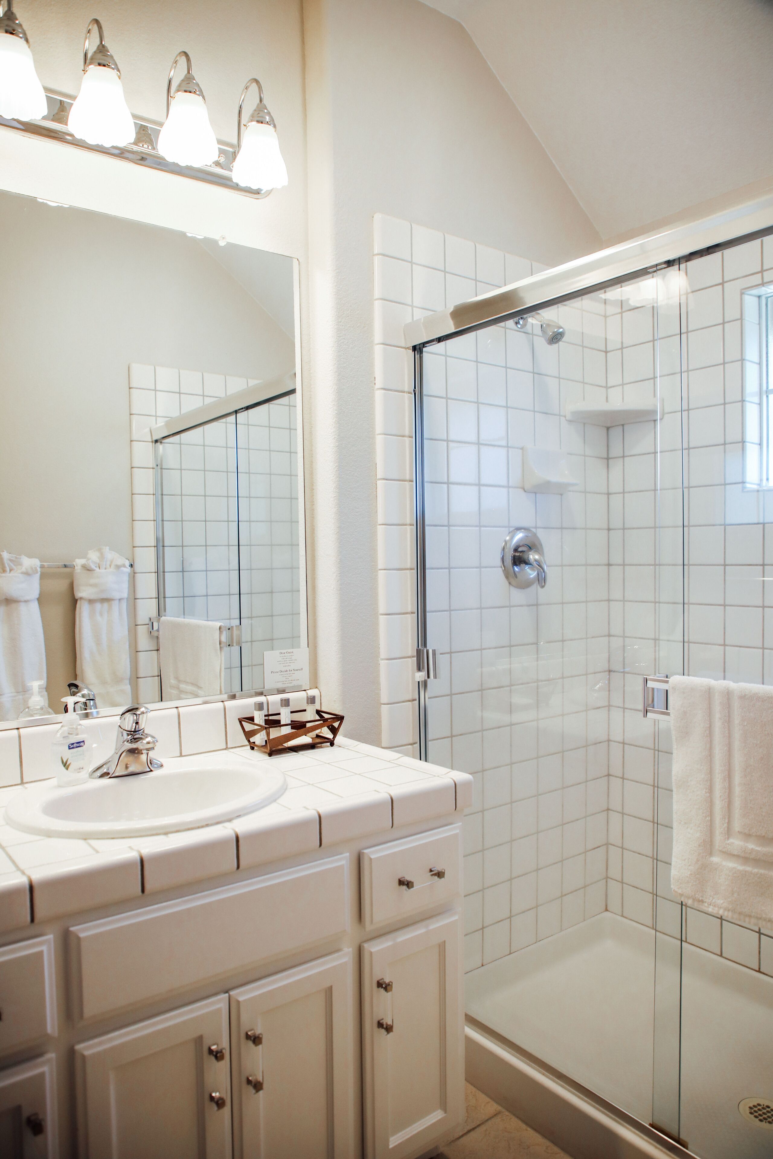 shower, rainfall showerhead, towels