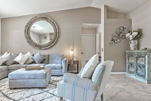 Luxury House | Living area | 60-inch Smart TV with digital channels, TV, fireplace