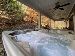 Terrace/patio - Mountain Vista Alchemy | Private Asheville Mountain hHome w/ Hot Tub (Asheville)