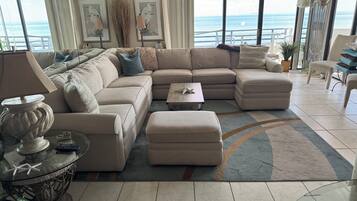 Televisión, chimenea, reproductor de DVD y libros