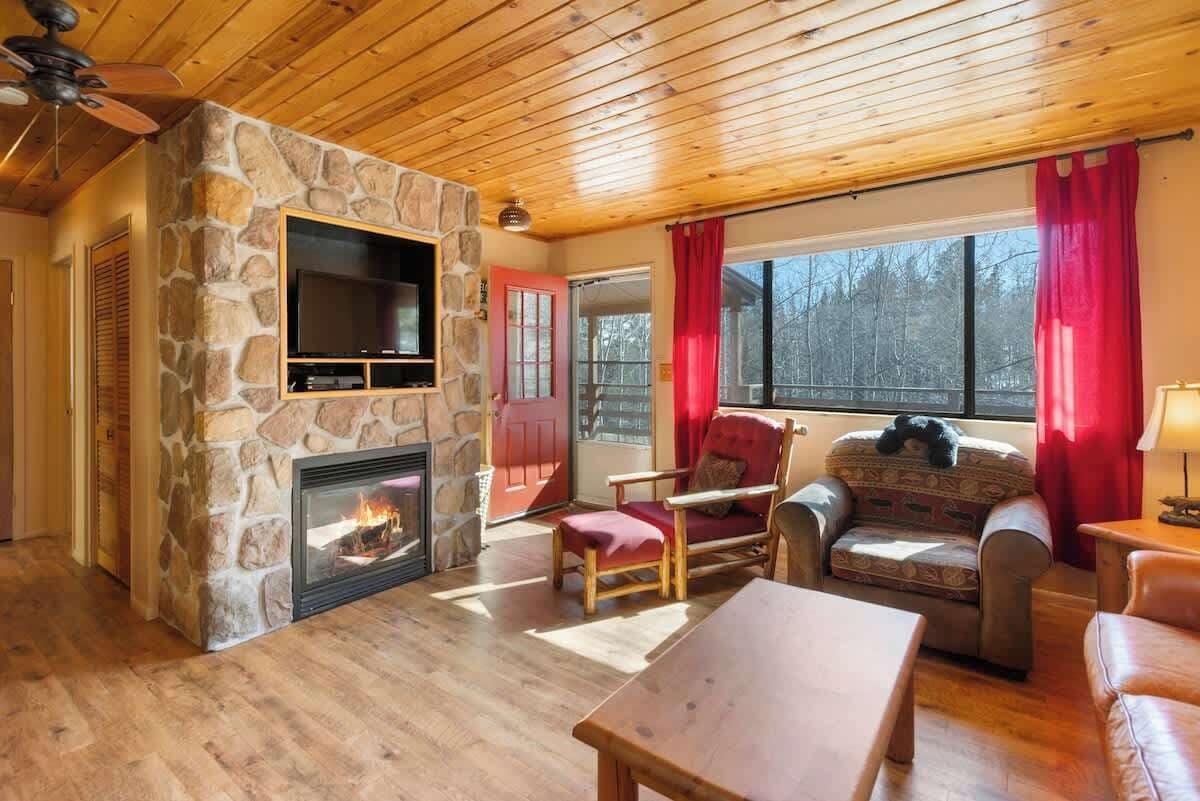 TV, fireplace