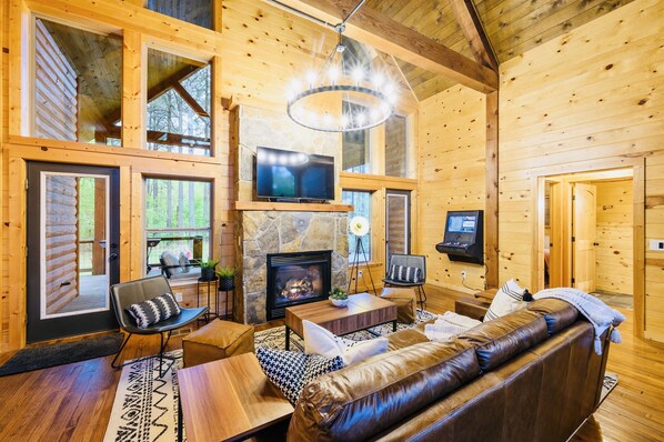 Smart TV, fireplace, video games, books