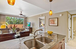 Fridge, microwave, oven, stovetop - Maui Resort Rentals: Honua Kai Hokulani 232 -  1BR Suite w/ West Maui Mountain Views (Lahaina)