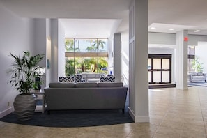 Harbor Towers lobby has coded entry and several sitting areas to relax with loved ones! - Renovated 3BR Harbor Towers: Pools, Tennis & Beach (Siesta Key)