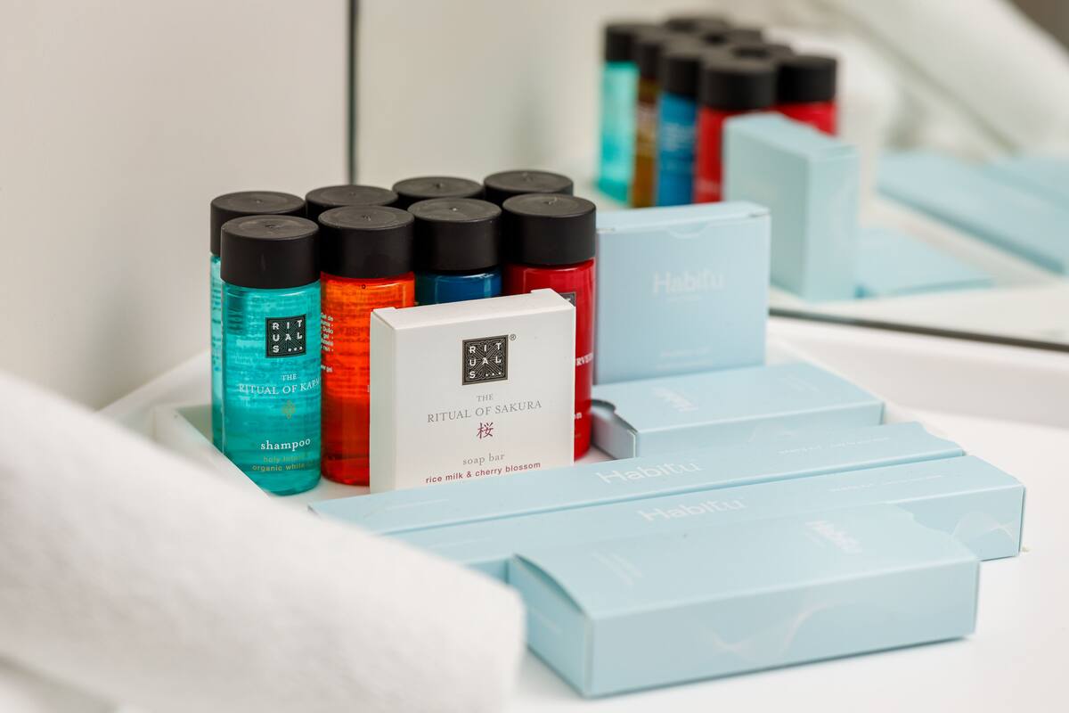 bathtub, free toiletries, hair dryer, bathrobes