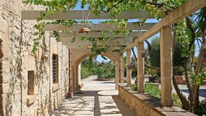 A corridor with arches and a pergola covered with vines, leading to a courtyard. - Finca Rafalet, Charming villa close to Pollensa (Pollença)