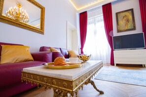 Luxury Apartment | Living area | 52-inch LED TV with digital channels, TV, Netflix - Count Zrinyi Basilica Residence (Budapest)