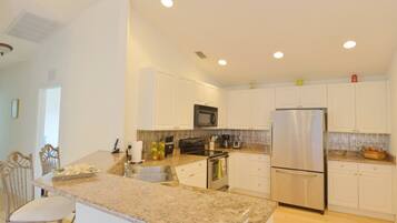 Fridge, microwave, dishwasher, coffee/tea maker