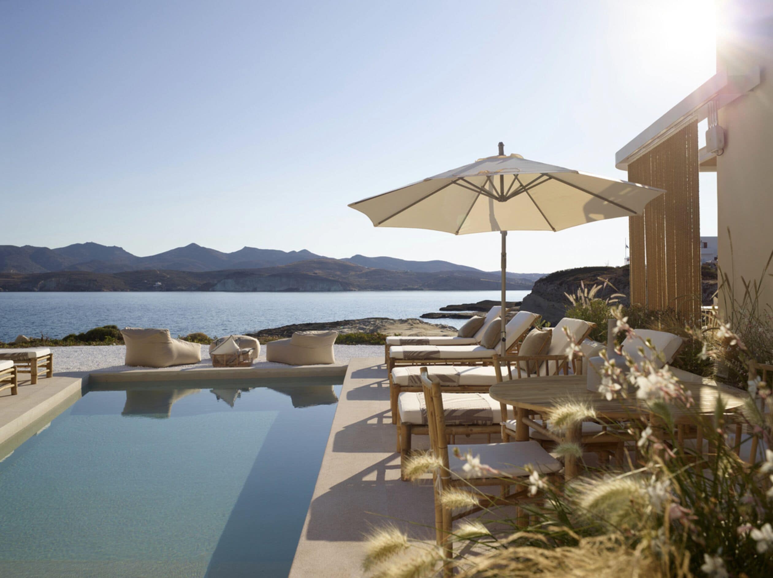 Seasonal outdoor pool, sun loungers