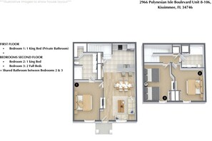 Floor plan - 3 Bedrooms / 2 Bathrooms / Lucaya Village (8-106) (Kissimmee)