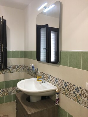 Douche, séchoir à cheveux, bidet, serviettes fournies