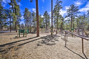 Work out amidst the tranquility of the forest with a variety of exercise equipment at your disposal.