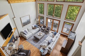 Smart TV, fireplace, video games, DVD player