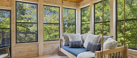 Smart TV, fireplace, video games, DVD player