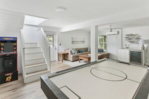 Smart TV, fireplace, video games