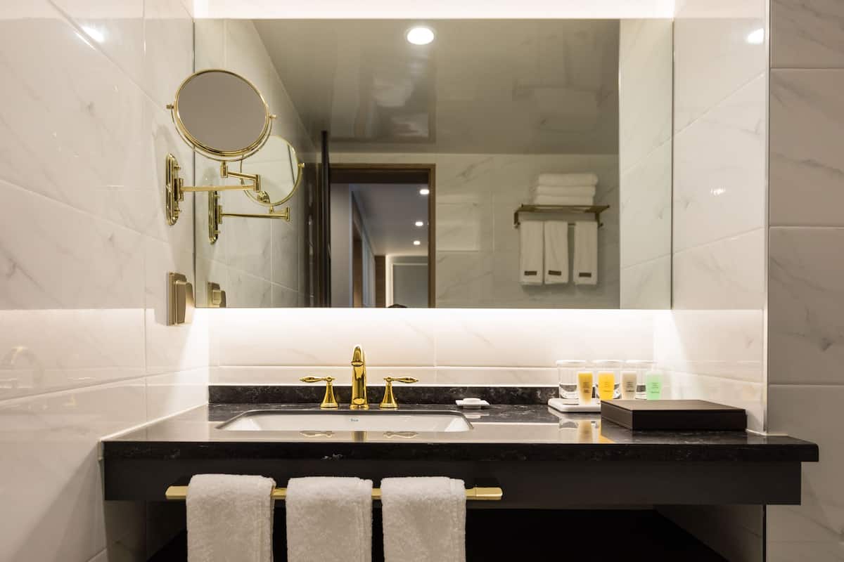 shower, free toiletries, hair dryer, bathrobes