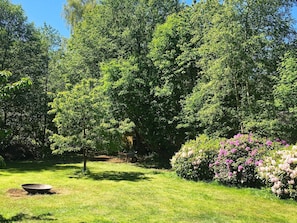 A lush garden with a variety of trees and flowering shrubs. - Holiday Home in Vejby (Vejby)
