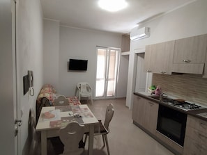 Fridge, microwave, oven, electric kettle