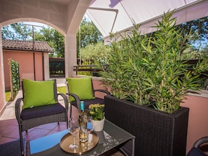 Balcony - Apartment on Ground Floor with Terrace & Garden near Porec & Beach (Porec)