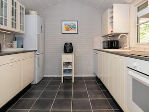 Fridge, microwave, coffee/tea maker, highchair