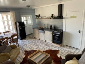 Fridge, microwave, dishwasher, coffee/tea maker