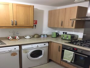 Fridge, microwave, oven, electric kettle