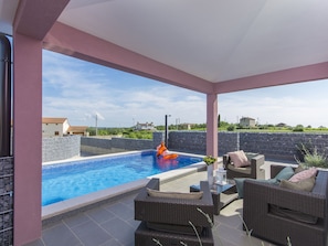 Balcony - Modern Villa With Fenced Garden, Private Pool and Summer Kitchen, Beach Nearby (Brtonigla)